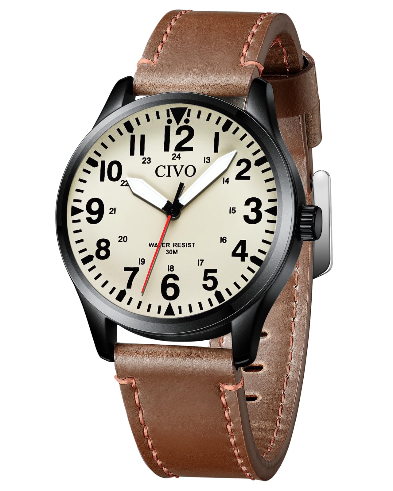 CIVO Analog Wrist Watches for Men: Leather Mens Watches Casual Design, Easy to Read, Waterproof