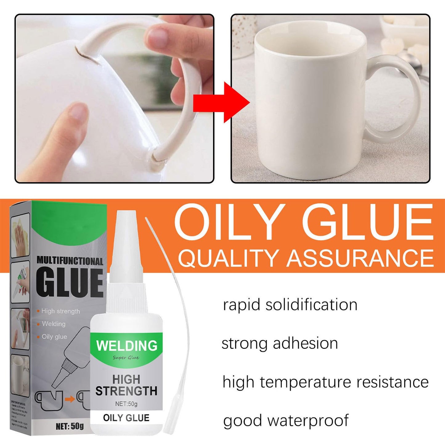 2Pack Welding High-Strength Oily Glue, Multifunctional Fast Repair Instant Bonding Welding Glue for Metal, Plastic, Wood, Ceramics, Leather, Glass,Super Glue All Purpose(2PCS)