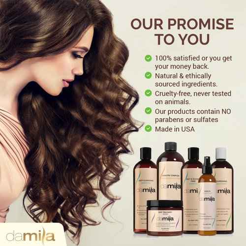 Damila Salt & Sulfate Free Shampoo & Nourishing Conditioner Set, 16.9 fl oz & Deep Treatment Mask, 16.9 fl oz