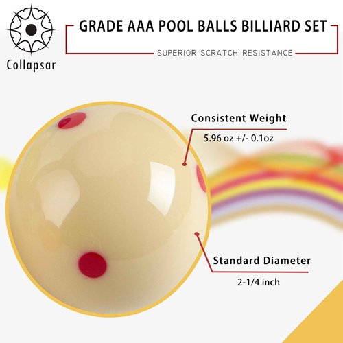 Collapsar Deluxe 2-1/4" Billiard Pool Balls Marble-Swirl Style Billiards Ball Complete 16 Ball Set (Several Style Available) (PRO Premium)
