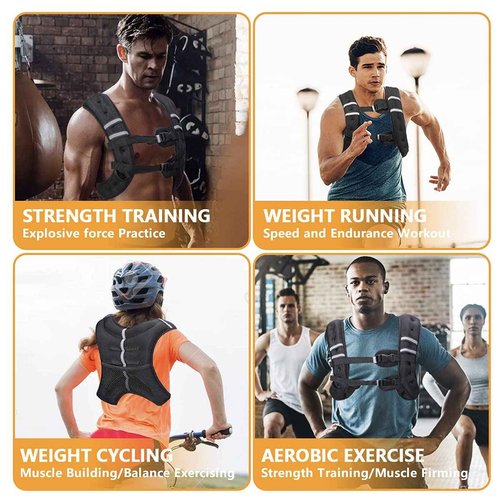 BITLIFUN Weighted Vest for Men Workout，Strength Training Weight Vest for Men and Women, Workout Equipment for Training,Running,Jogging,etc - 8lbs,12lbs,16lbs,20lbs,25lbs (30LBS (13.6KG), Black)
