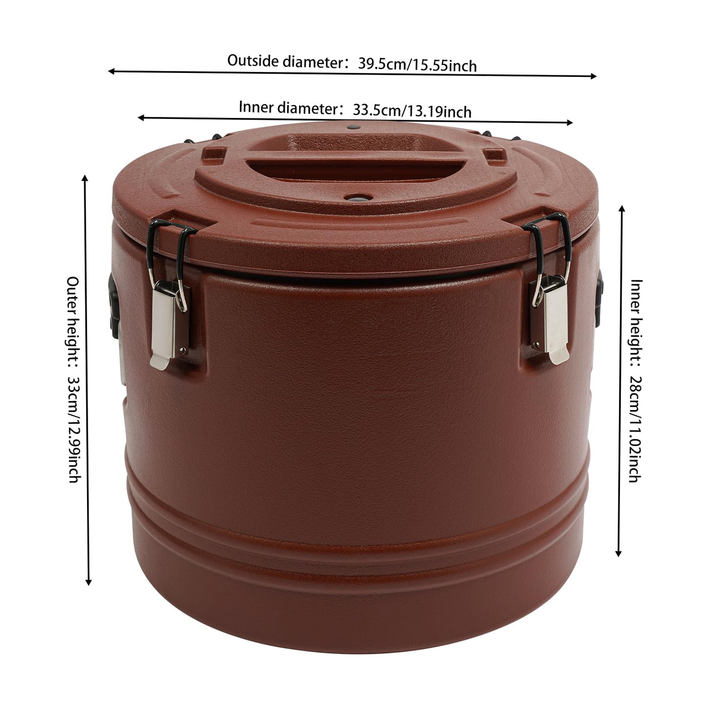 Commercial Insulated Food Container, 32QT/8Gal Insulated Soup Container Bucket Commercial Food Warmer Insulation Barrel for Hot or Cold Food for Restaurant, Canteen, Home (Brown)