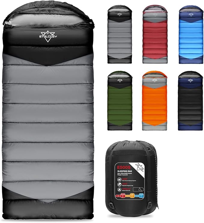 ETGLCOZY Sleeping Bag for Adults Cold Weather & Warm, Lightweight Backpacking Camping Hiking Essentials Gear for Kids 10-1...
