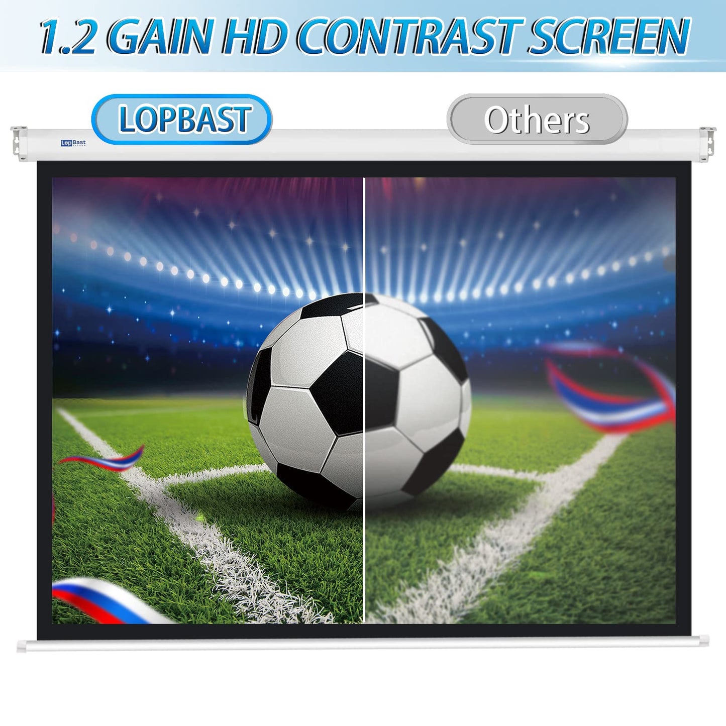 LopBast Screen 100" Motorized Projector Screen - Indoor and Outdoor Movies Screen 100 inch Electric 16:9