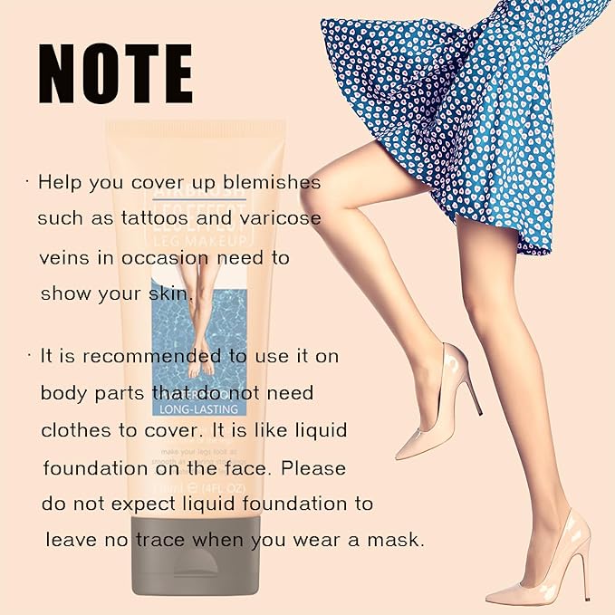 Leg Makeup Waterproof, No Transfer Body Concealer, Coverage for Vein, Scar, Tattoo (#01 Fairest Glow, 1Pc)