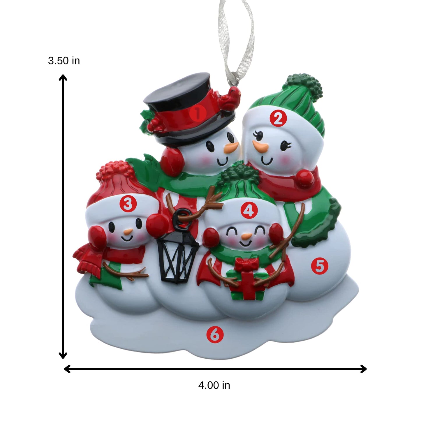 Holiday Treasures 2022 Personalized Ornament Snowman Family of 4 Christmas Tree Ornament Artisanal Customized Decoration Family Ornament - Free Personalization