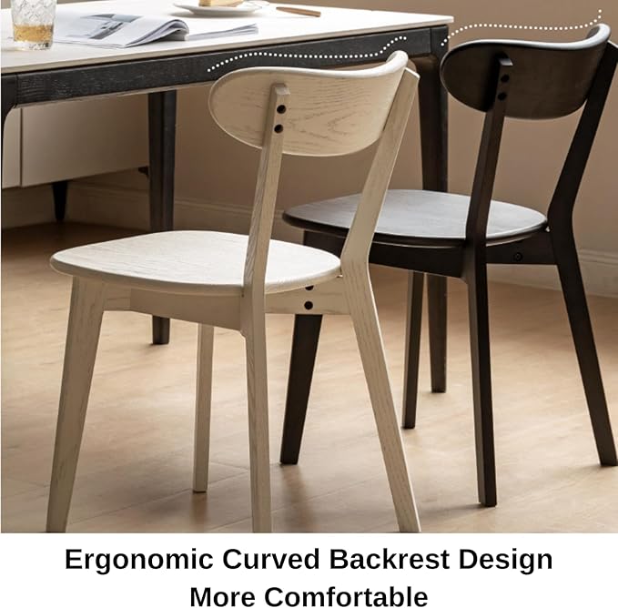 Bamskov 100% Solid Oak Wood Dining Room Chairs - Practical Kitchen Chairs - Wood Chair for Dining Room, Kitchen (1, White)