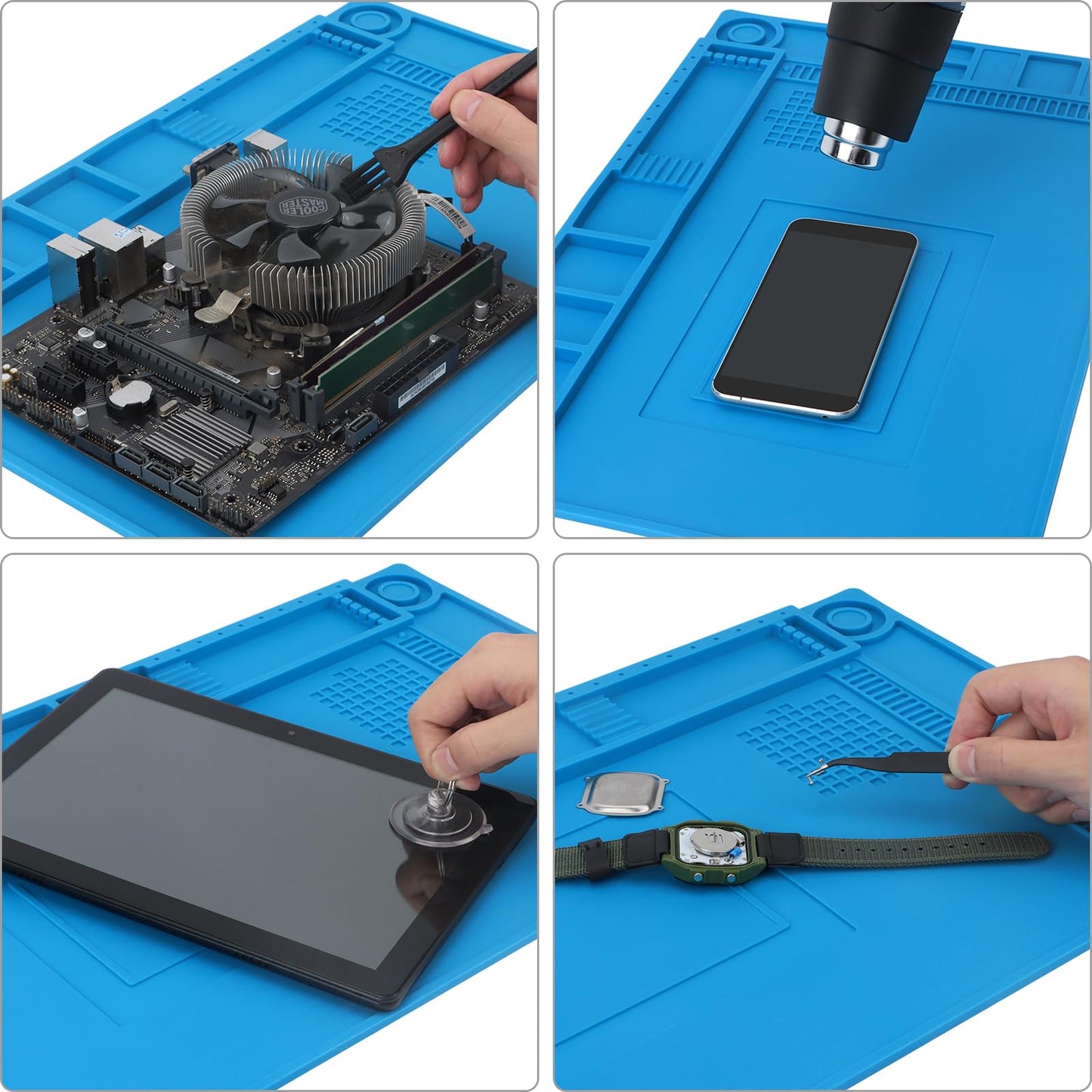 STREBITO Silicone Soldering Mat Electronics Mat, Solder Pad Heat Resistant 932°F, Magnetic Work Mat Silicone Repair Mat for Soldering, Computer, Laptop, Cell Phone, RC, Watch, Gun, Size 17.7" x 11.8"