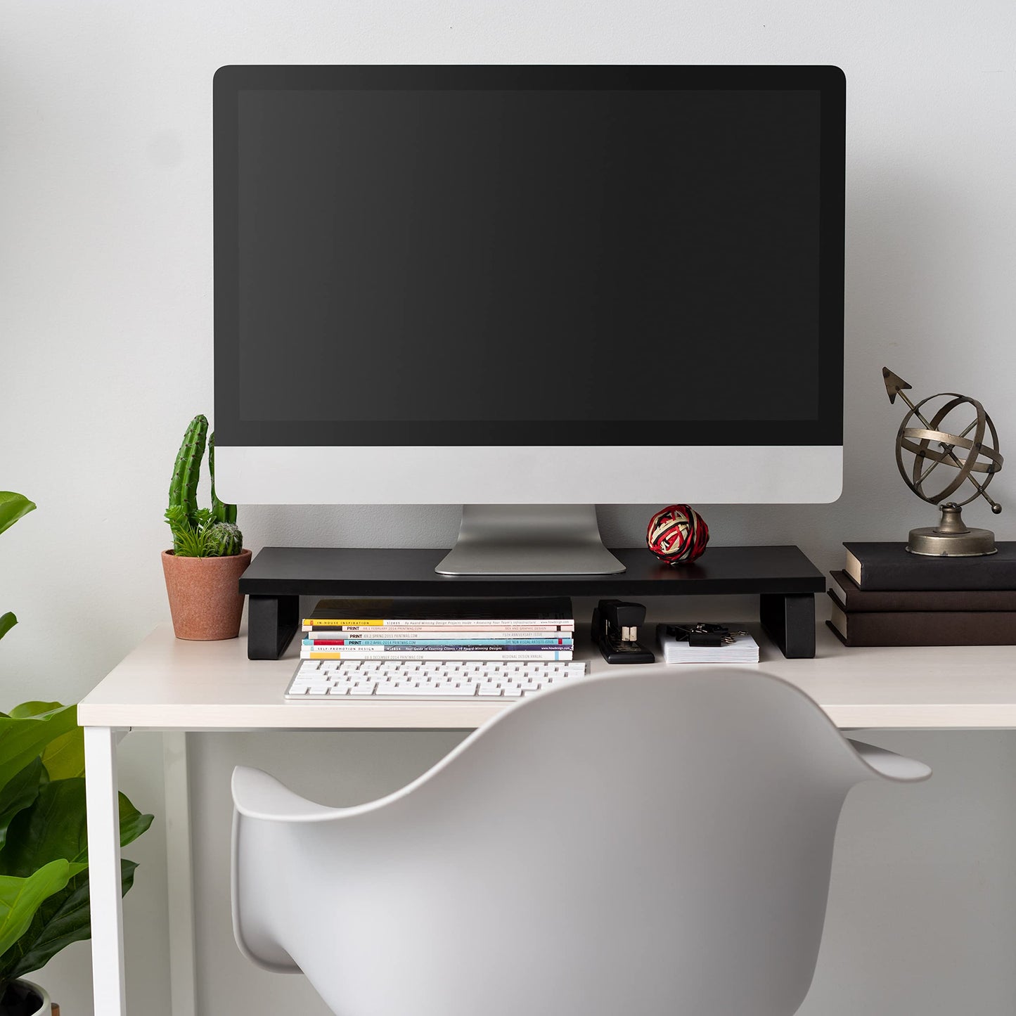 Iris Usa 1-Tier Multi-Purpose Modern Pc Monitor Organizer Stand With Metal Legs, Ergonomic Desktop And Countertop Riser For Comp