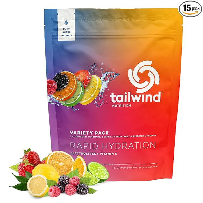 Tailwind Nutrition Rapid Hydration, Electrolyte & Hydration Powder, Vitamin C & Sea Salt Exercise Workout Mix, 5 Flavor Va...