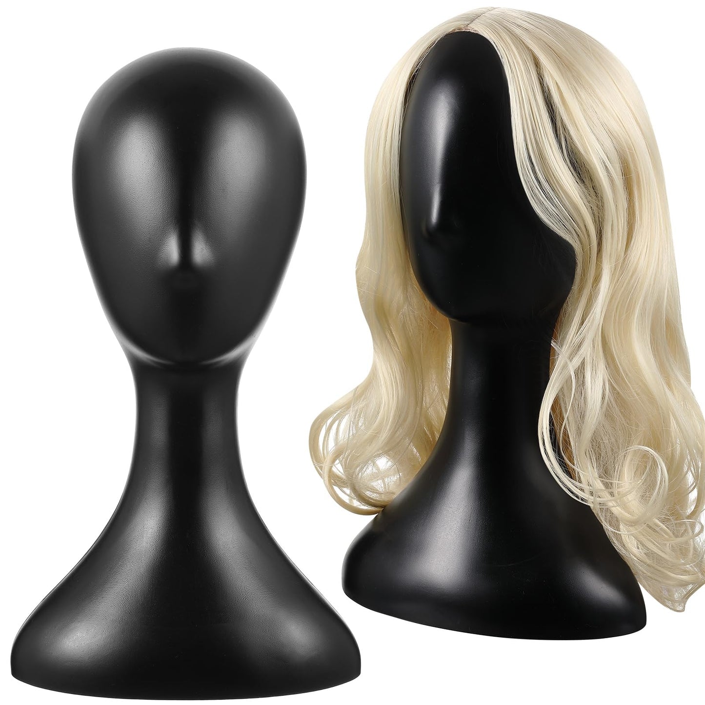 Leinuosen 2 Pcs 16 Inch Professional Mannequin Head Plastic, Realistic Durable Women Model Torso Styling for Wig, Making Styling