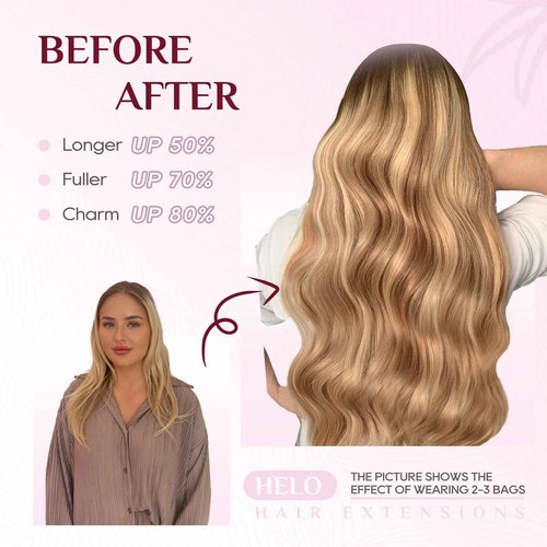 Halo Hair Extensions Real Human Hair - Light Bleach Blonde, Halo Extensions Human Hair 14inch 85g