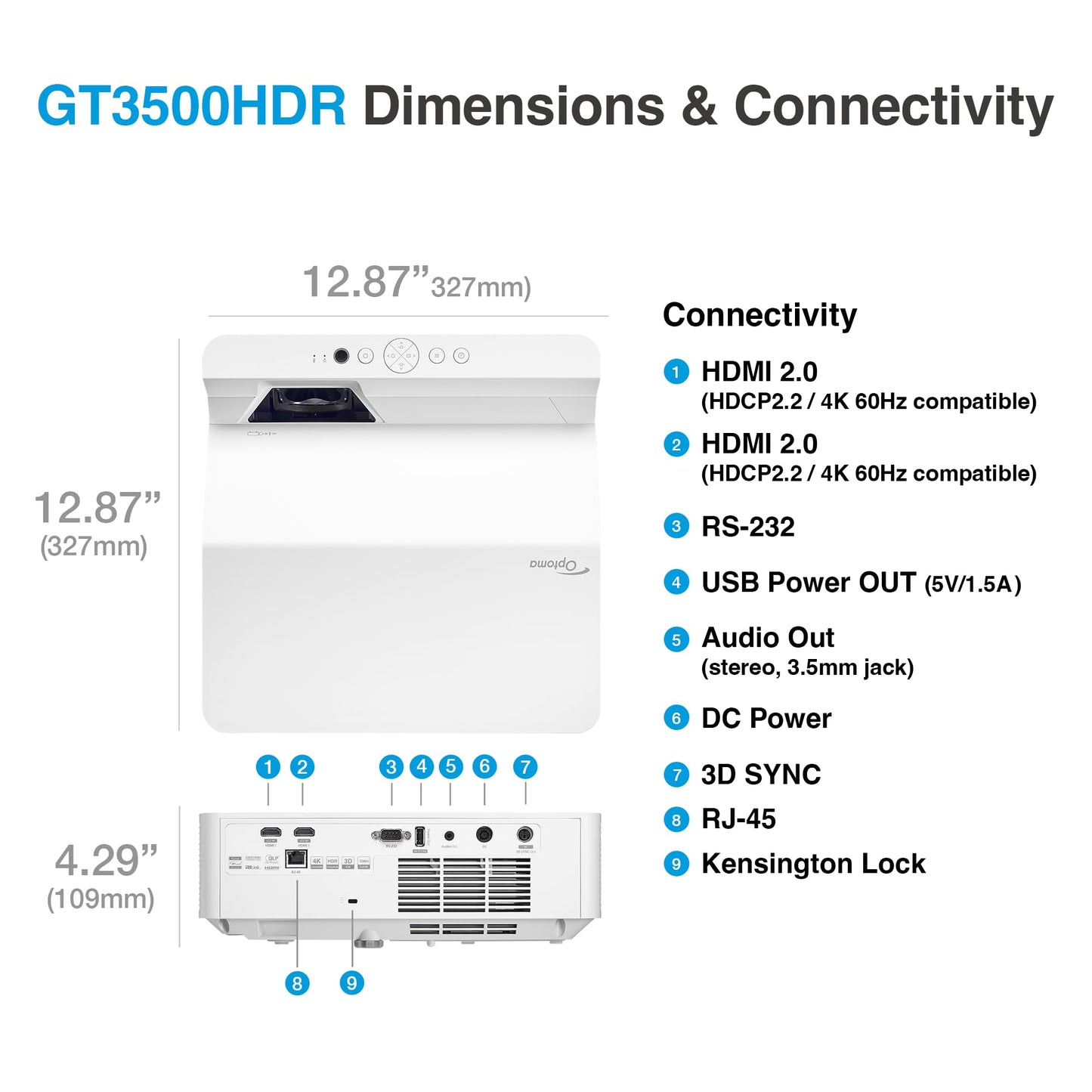 Optoma GT3500HDR 1080p Full HD Home Laser Projector