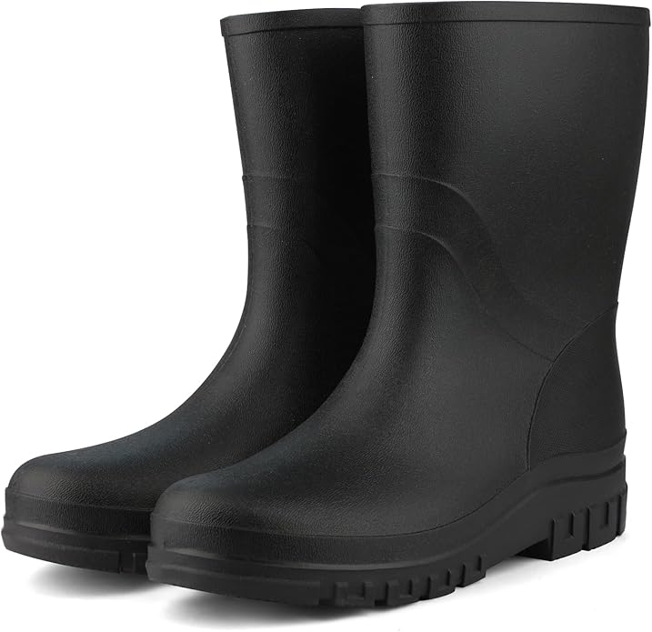 DaeRainy Women Waterproof Rain Boots Mid-Height PVC Rubber Boots Garden Shoes for Outdoor