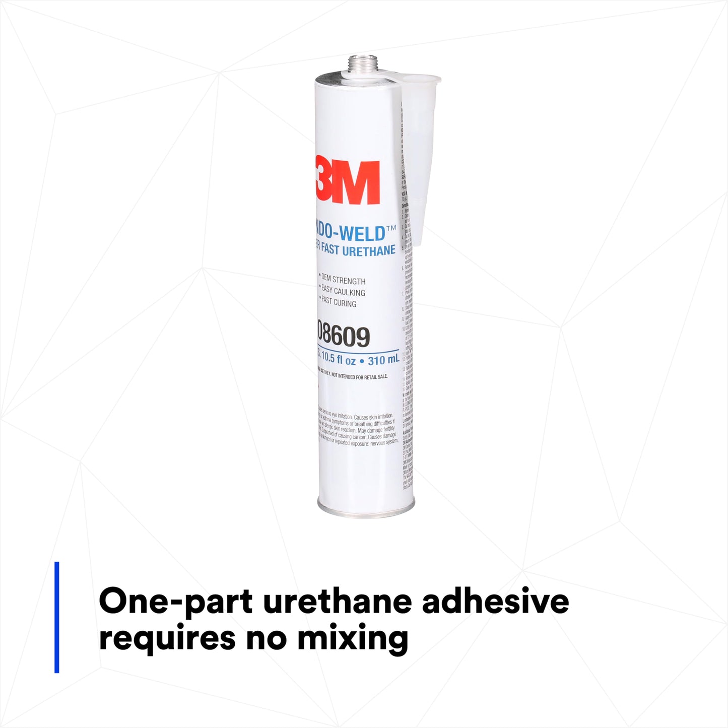 3M 08609 Window-Weld Super Fast Urethane Windshield Adhesive, High-Strength Fast-Curing One-Part Auto Glass Sealant, 10.5 fl oz (310 mL) Cartridge, Black