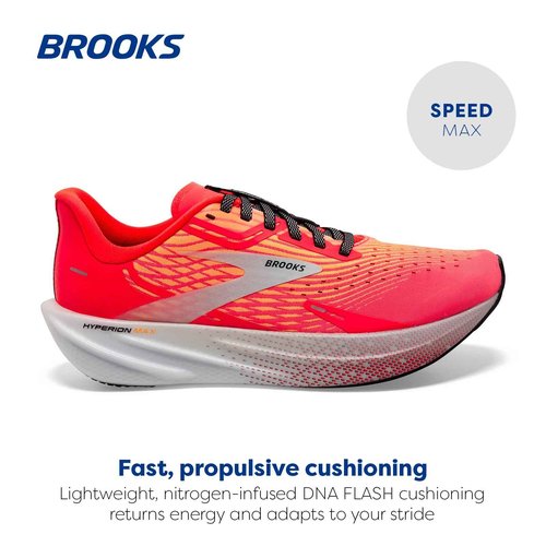 Brooks Men’s Hyperion Max Neutral Running Shoe - Fiery Coral/Orange Pop/Blue - 15 Medium