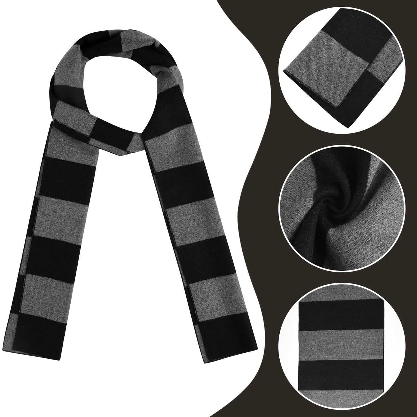 MEEZY 4 Pcs Cosplay Costume Accessories Adults Black Gray Striped Scarf with Nose Bald Cap for Men Halloween Cosplay Party Dress Up