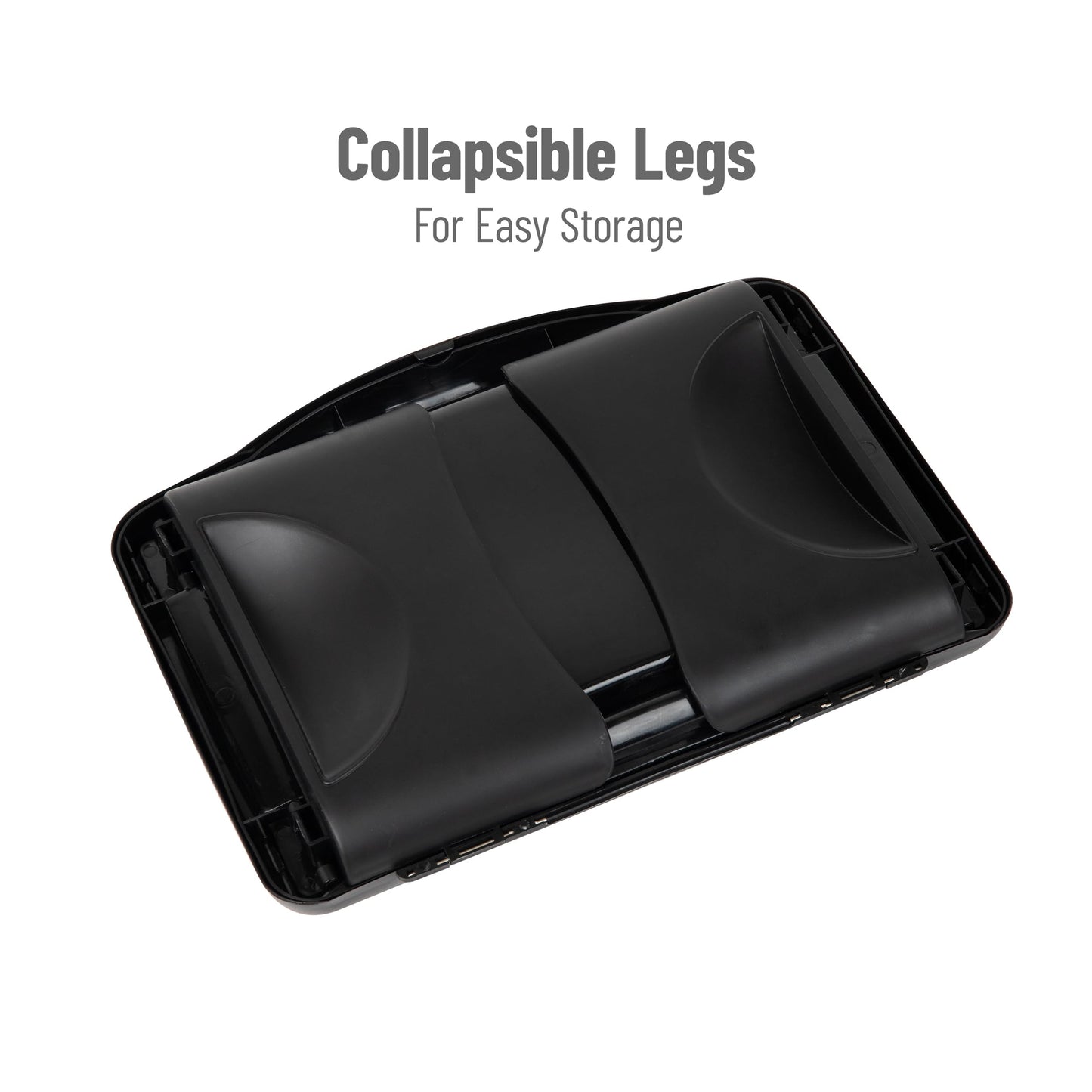Mind Reader Lap Desk/Laptop Stand, Bed Tray, Folding Legs, Portable, Dorm, Plastic, 18.75" L x 11.25" W x 7.25" H, Black