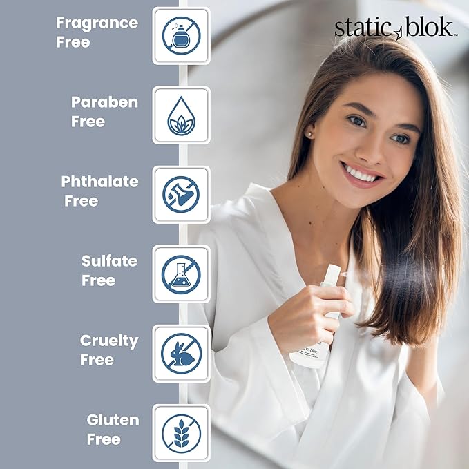 Anti-Static Spray for Hair - Instantly Eliminate Static Cling, Shocks, Flyaways - Long-Lasting All-Day Freshness - works on Natural and Synthectic Wigs - 8oz