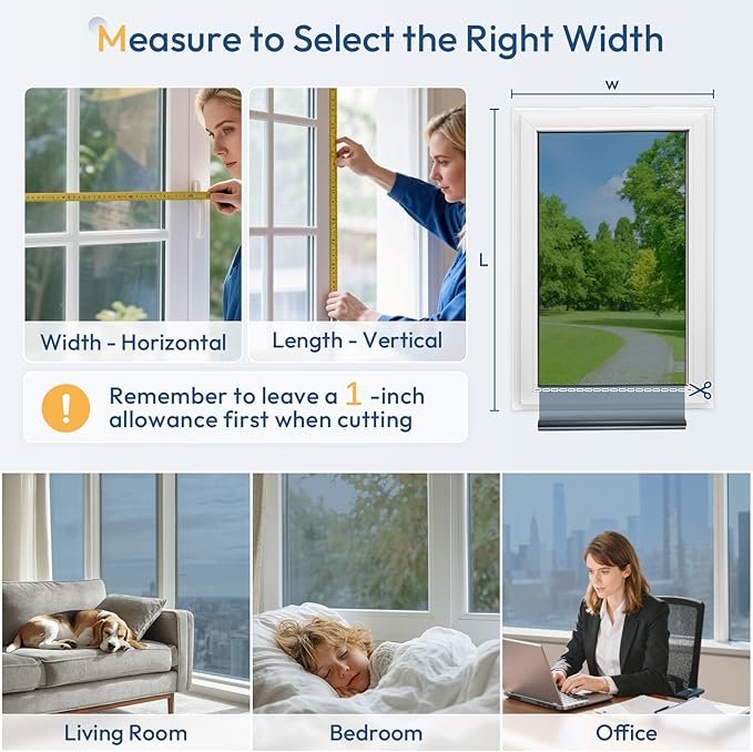 rabbitgoo Window Tint for Home One Way Privacy Window Film See Out Not in Heat UV Blocking Reflective Removable Static Cling Mirror Decorative House Glass Covering, Silver, 23.6 Inch X 6.5 Feet