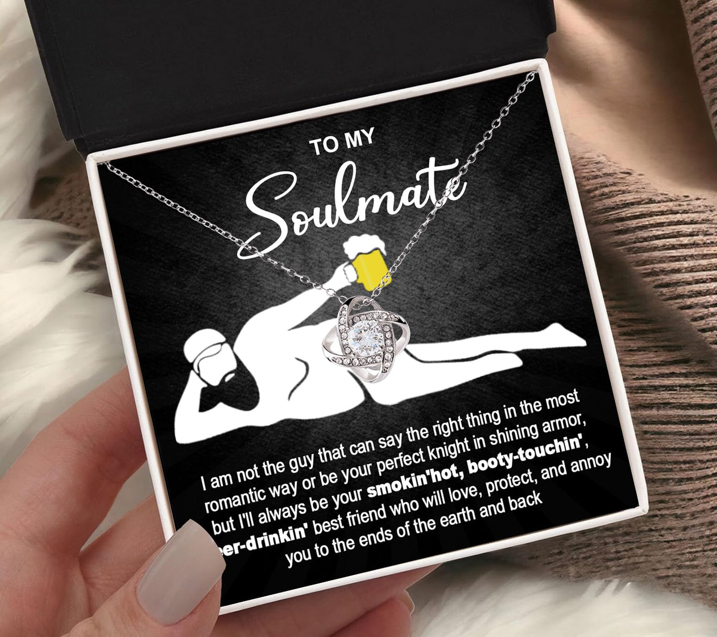 Soulmate Necklace for Women, Christmas Gift for Soulmate, Wife Necklace from Husband, Necklace For Girlfriend, Message Card Jewelry To My Soulmate Necklace, Valentine Necklace For Soulmate