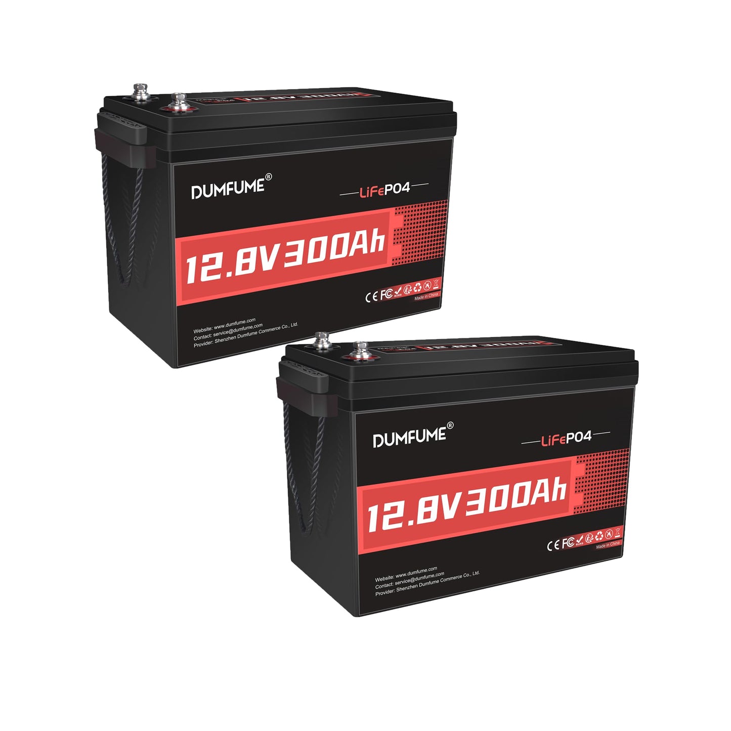 Dumfume 2 Packs 12V 300Ah Lithium Lifepo4 Battery,200A Bms 3840Wh Rechargeable Lithium Iron Phosphate Battery 15000+ Deep Cycles