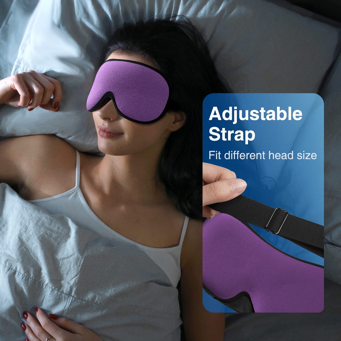 YFONG Weighted Sleep Mask, Women Men 3D Eye Mask Blocking Lights Sleeping Mask (4.2oz/120g), Pressure Relief Night Sleep Eye Mask with Adjustable Strap, Eye Cover Blindfold for Travel Nap Yoga, Purple