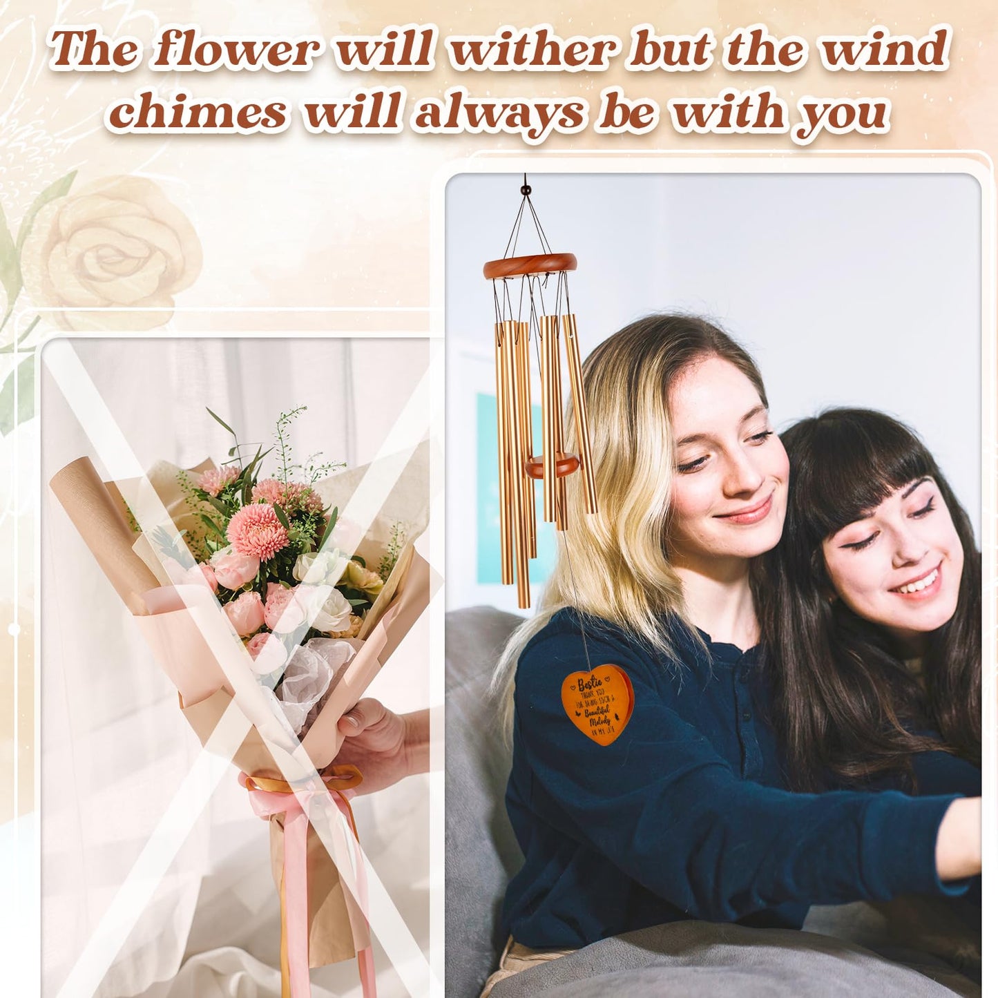 Bestie Gifts for Women, Friendship Gifts for Women, Best Friend Birthday Gift for Woman, Soul Sister, Female, Friend Sister, Christmas, Bestie Appreciation Gift Ideas, Bestie Wind Chimes Decor