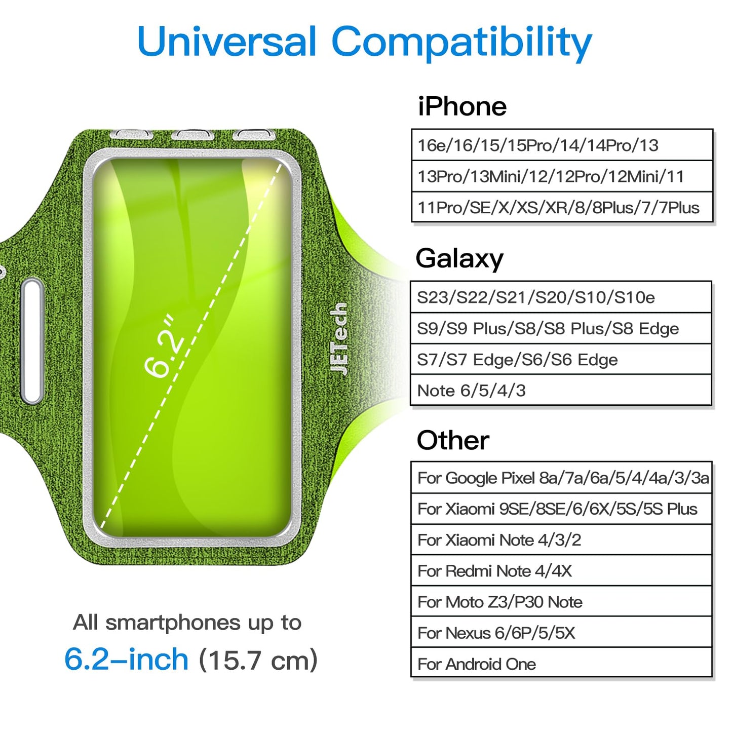 Jetech Phone Armband Holder With Key Holder And Card Slot, Upto 6.2 Inch, Iphone 16E/16/15 Pro/15/14 Pro/14/13 Pro/13/12, For Ga