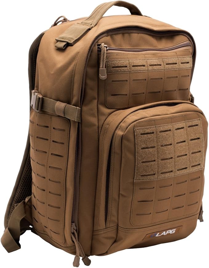 LAPG Atlas 12 Hour Tactical Backpack for Men & Women, Survival Gear Bag, Large Hiking Camping Bug Out Backpack, Coyote