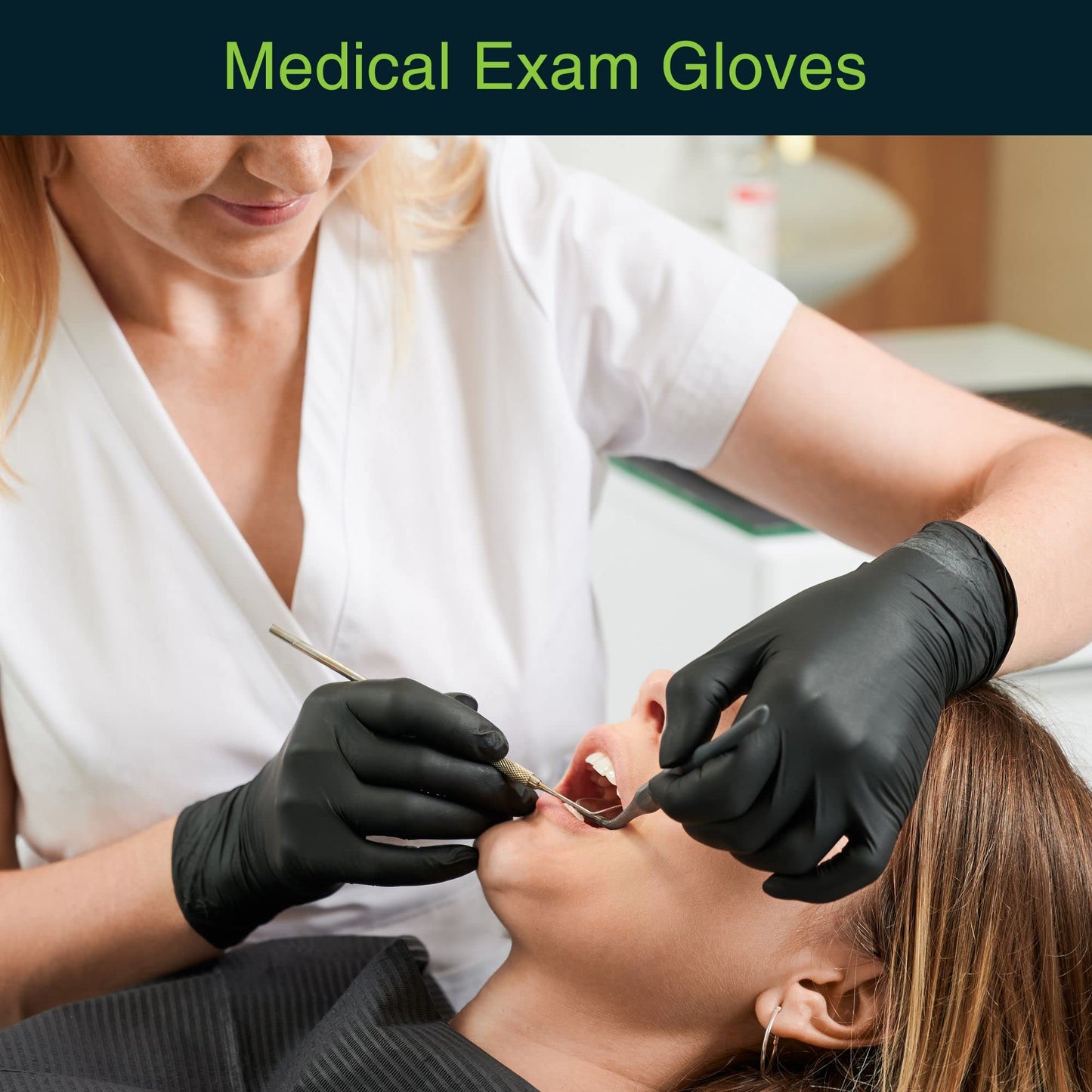 Disposable Black Nitrile Gloves Large 200 Count - Extra Thick 4.5 Mil - Powder and Latex Free Rubber Gloves - Surgical Medical Exam Gloves - Food Safe Cooking Gloves