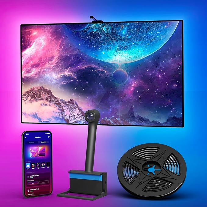 Ailofy Smart TV LED Backlight with Camera for 75-85 inch Screens, 16.4ft LED Strip Lights Sync to Screen& Music, Color Cha...
