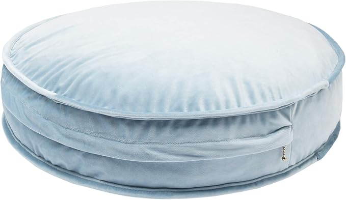 YIUOR Velvet Floor Pillows Round Chair Cushion Couch Throw Pillow Soft Pouf Seat Mattress Bean Bag for Reading Nook Play Room (19.7IN, Baby Blue)