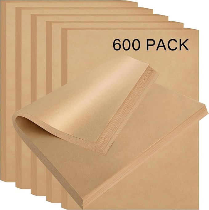 600 Pieces Parchment Paper Sheets 12"x 16" Unbleached Baking Paper Sheets Precut Half Parchment Paper Sheets for Baking Cookies, Cooking, Air Fryer, Oven