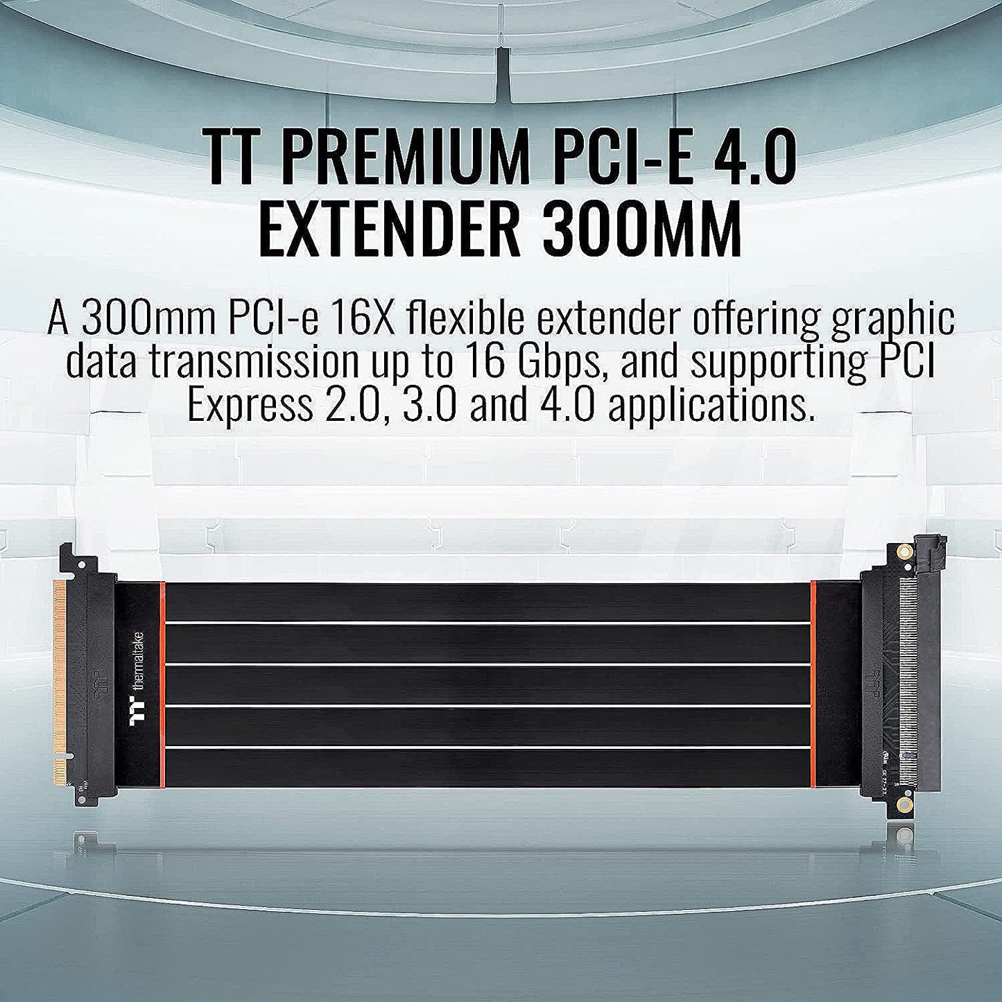 Thermaltake Tt Premium Pci-E 4.0 High Speed Flexible Extender Riser Cable 300Mm Ac-058-Co1Otn-C1