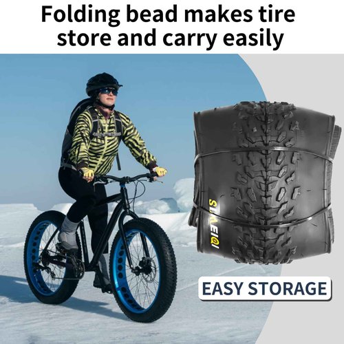 20" E-Bike Fat Tires 20 x 4.0 Folding Bead Tire for Electric Bicycles or with AV32mm Tubes Compatible Wide Mountain Snow Bike Tire (2 Tires 2 Tubes)