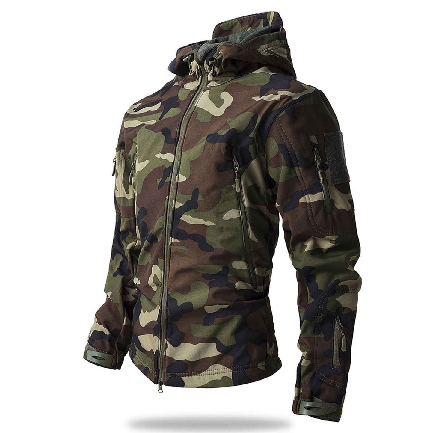 RSZGSWS Men's Military Tactical Jackets Camouflage Softshell Fleece Fall Windbreaker Waterproof Outdoor Hooded Rain Coats