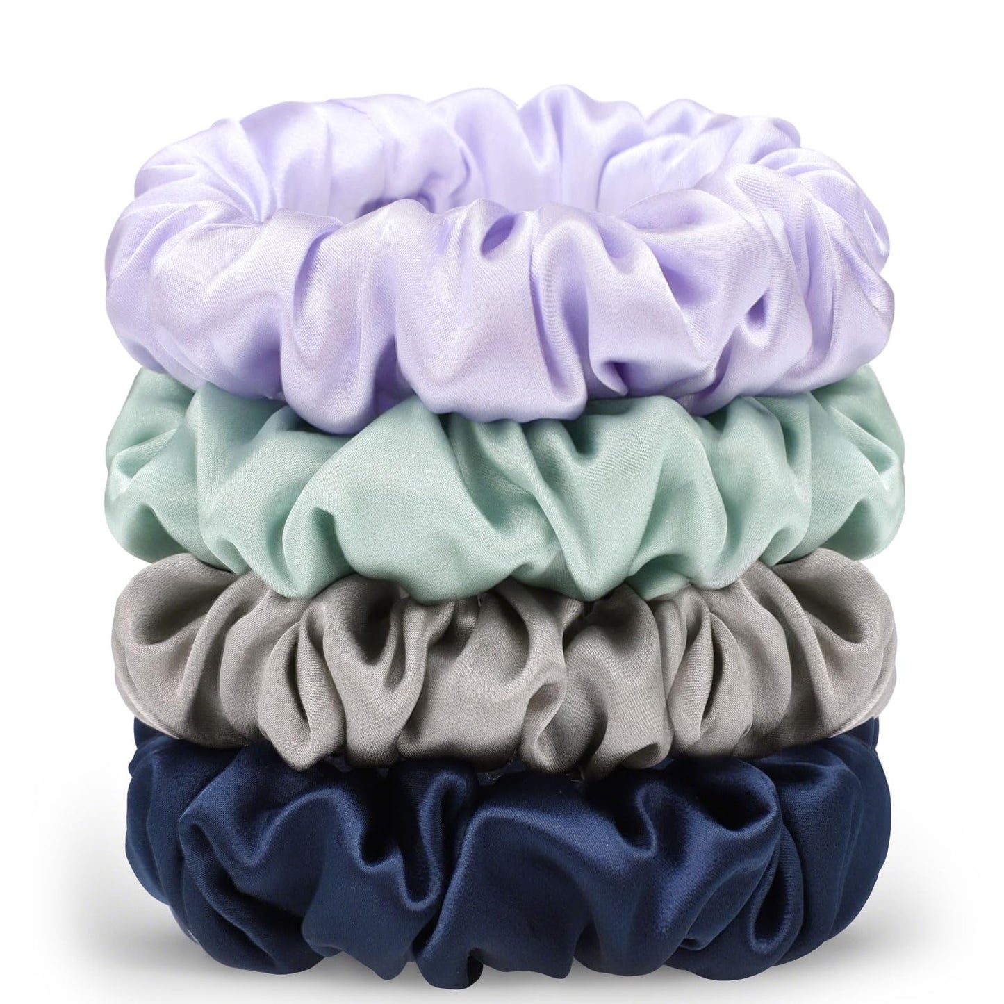 4Pcs Mulberry Silk Hair Scrunchies, Silk Hair Ties for Hair Sleep for Frizz Breakage Stocking Stuffers Gifts for Women Girls