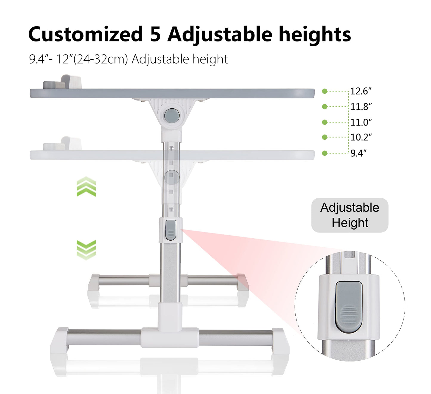 Lap Desk for Laptop, 8AMTECH Laptop Stand Ajustable Laptop Table with Cooling Fan Office Desk for Laptop, Working, Reading, Writing, Drawing and Eating in Bed Sofa Floor Couch