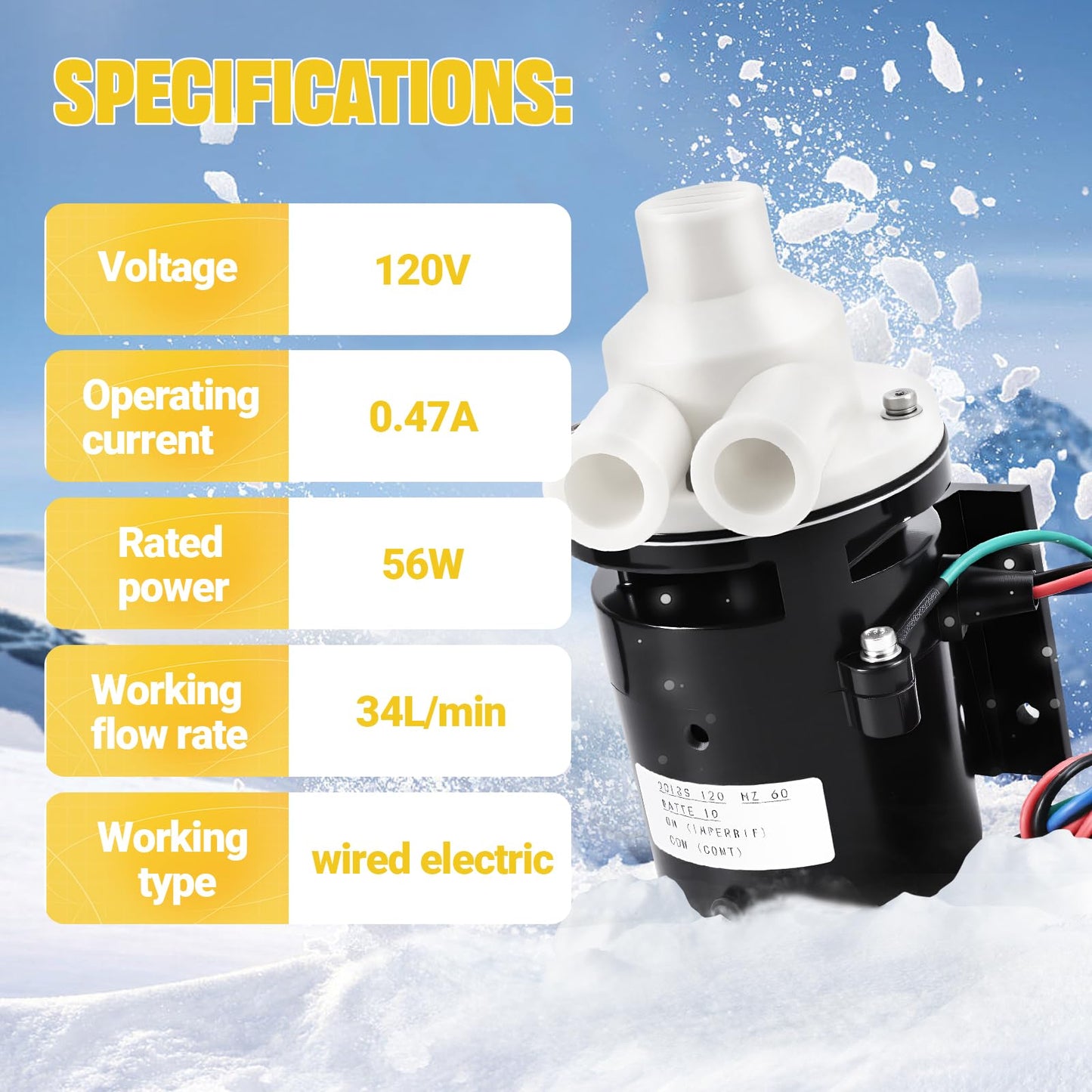 Ice Machine Water Pump Motor Assembly Replacement for Hoshizaki Water Pump PA0613, APTA92P10WD1, Fits Model KM-320 - KM-900,120V 60Hz 10Watts 0.4Amps