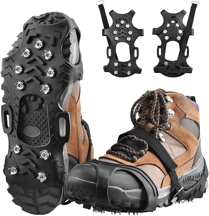 TRIWONDER Ice Cleats for Shoes and Boots Anti Slip Ice Grips Snow Crampons Traction Cleats Hiking Fishing Walking Gear