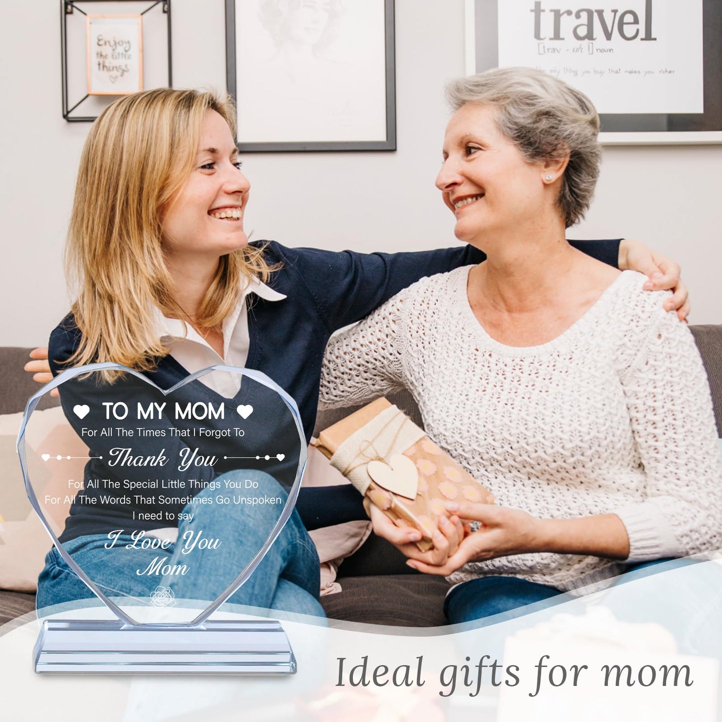 TIKTREE Birthday Gifts for Mom, Mother's Day Gifts from Daughters Sons, Mom Gifts K9 Crystal Keepsake for Mom' Birthday, Thanksgiving, Christmas.