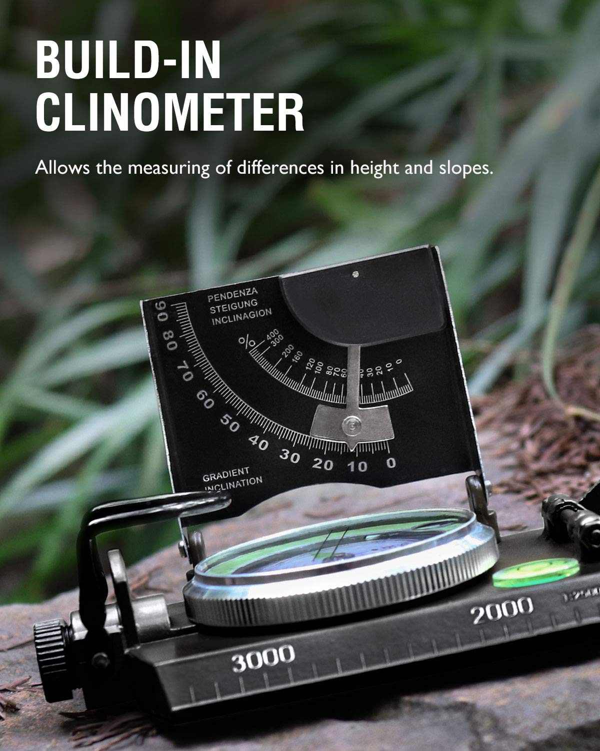 Eyeskey Multifunctional Military Metal Sighting Navigation Compass With Inclinometer | Impact Resistant & Waterproof Compass For