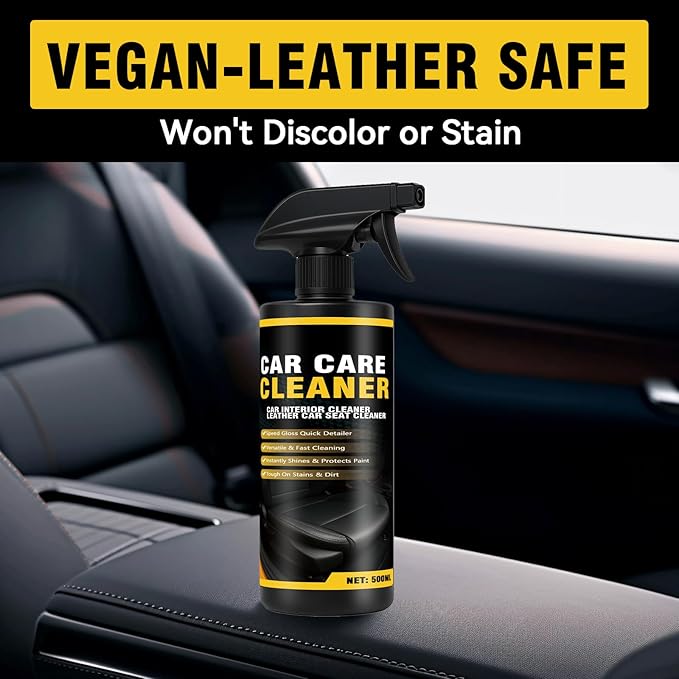 Car Interior Cleaner & Protectant Spray for Car, 3-in-1 Formula for Dashboard, Leather, Vinyl, Plastic & Glass, Streak-Free, UV Shield, pH Neutral & Long-Lasting Shine | 16.9oz +Towel + Sponge