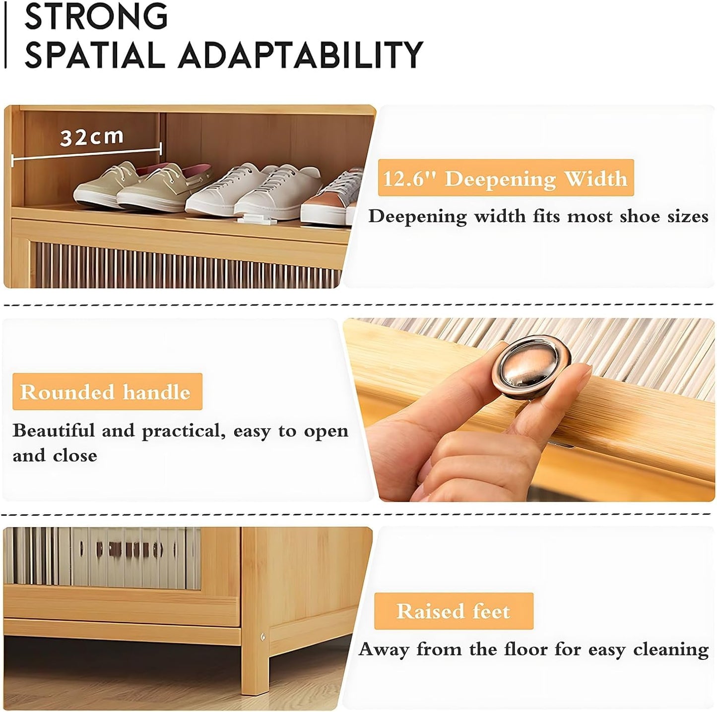 sasygfi Shoe Rack Organizer for Closet Entryway, Tall Shoes Cabinet with Acrylic Doors, 10-Tier 40 Pairs Bamboo Shoe Cabinet, Large Shoe Storage Cabinet for Hallway, Living Room, Bedroom