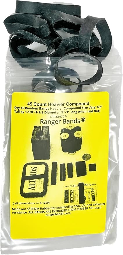 Ranger Bands® 45 Count Random Heavier Compound from EPDM Rubber for Survival, Emergency Tinder and Strapping Gear Made in ...