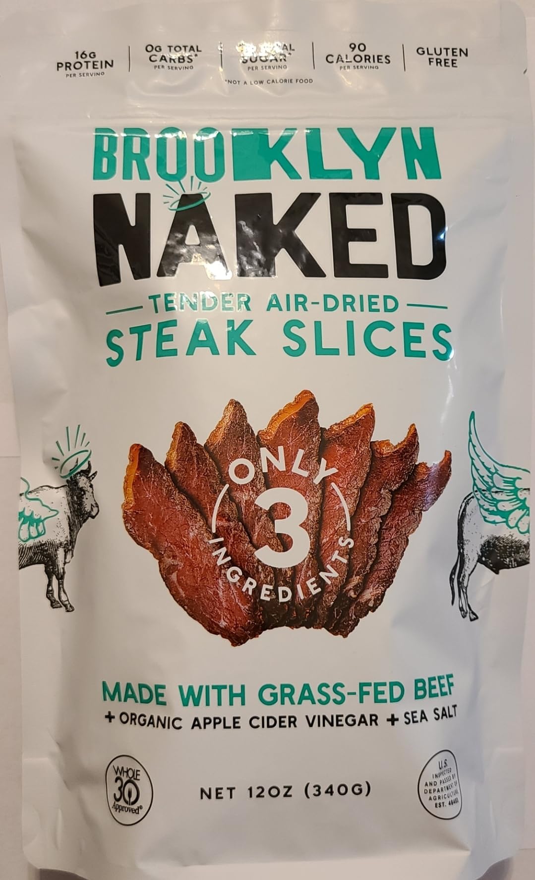 Brooklyn Naked, Tender, Air-Dried, Grass-Fed, Steak Slices - 12 oz Bag