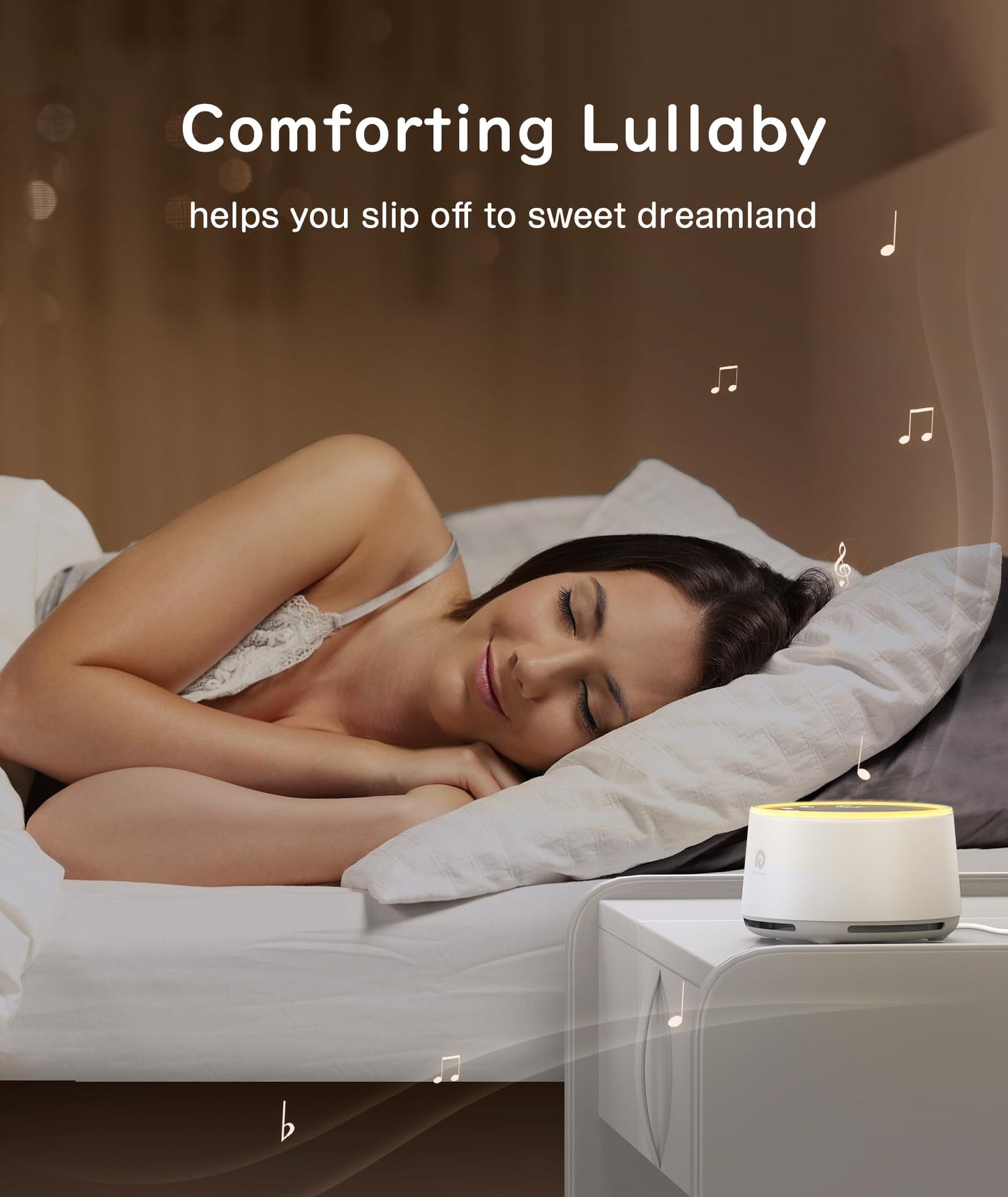 Dreamegg D1 Sound Machine Baby - White Noise Machine for Baby with Night Light, 24 High Fidelity Sounds, Timer & Memory Feature, Noise Machine with Nursery Lamps for Adults, Home, Office (White)