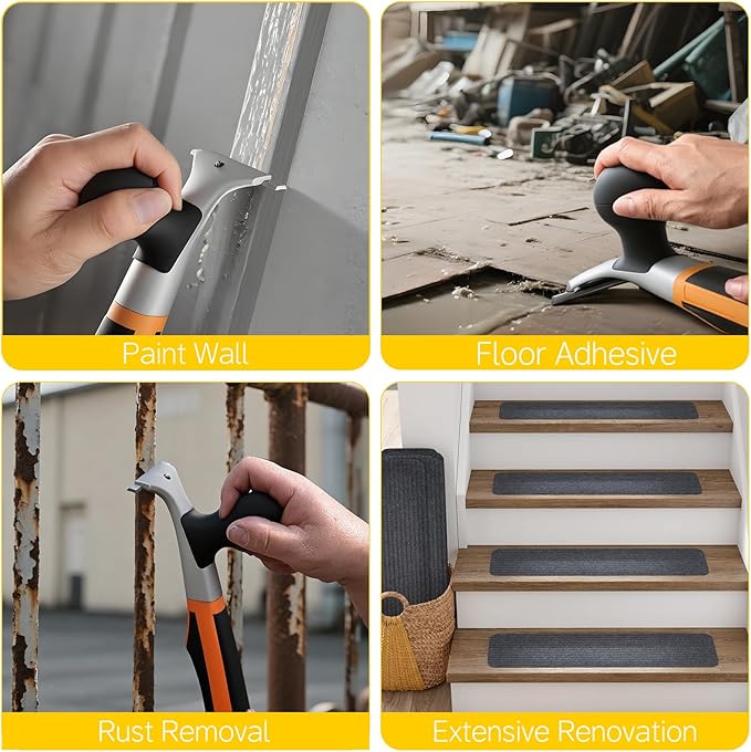 Premium Ergonomic Carbide Scraper - 2-1/2", Heavy-Duty Tool for Wood, Metal, Glass & Floors, Removal on Various Surfaces Dry Glaze, Stains, Putty, Scratches, Rust, Paint, Glue, Varnish, Resin - 65 mm