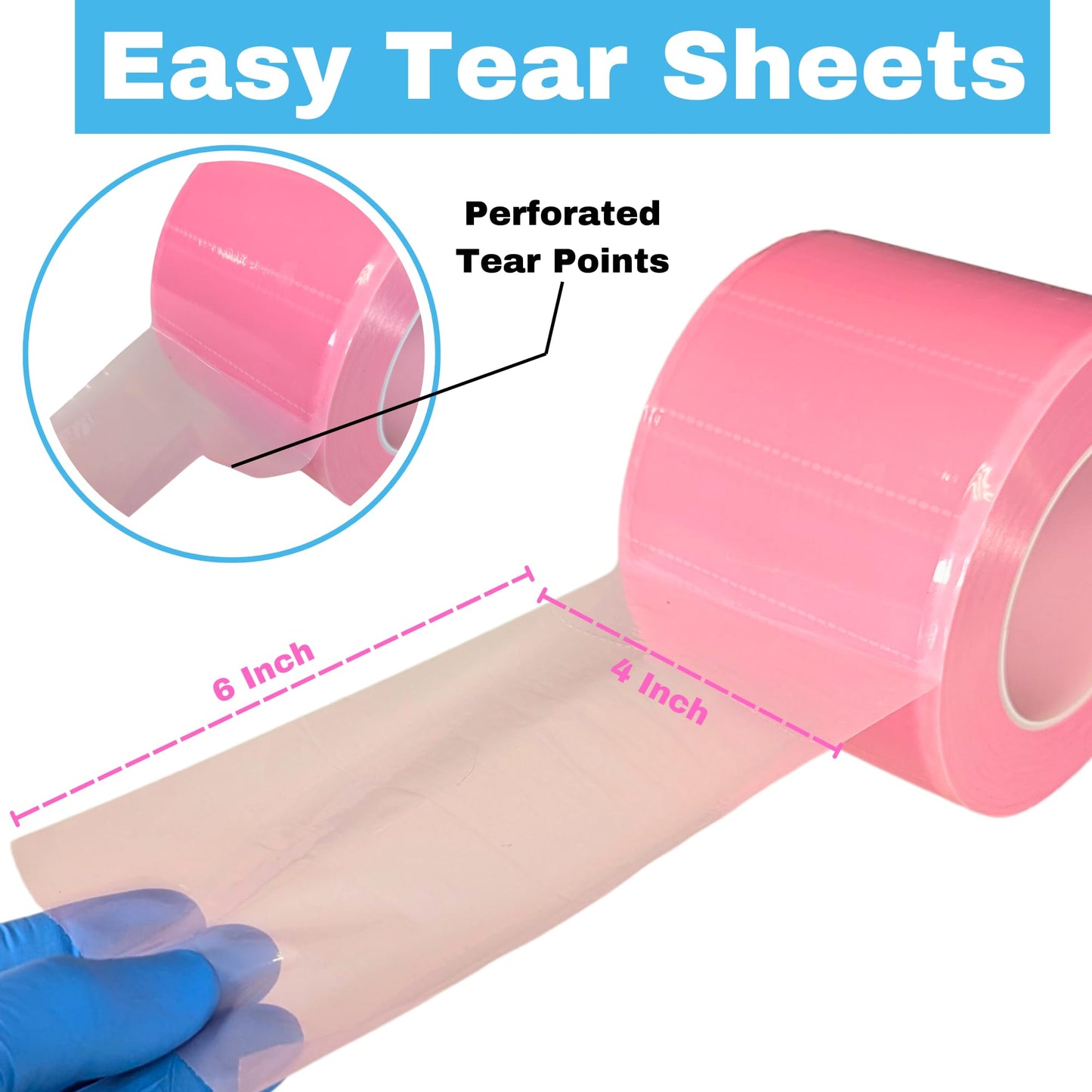 Frontline Dental Barrier Film Roll 4" x 6" Medical Grade Surface Protection Easy Peel Residue Free Tape with 1200 Perforated Sheets for Dental, Medical, Tattoo, and Beauty (Pink)